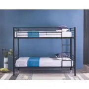 Łóżko piętrowe dla dorosłych czarne metalowe